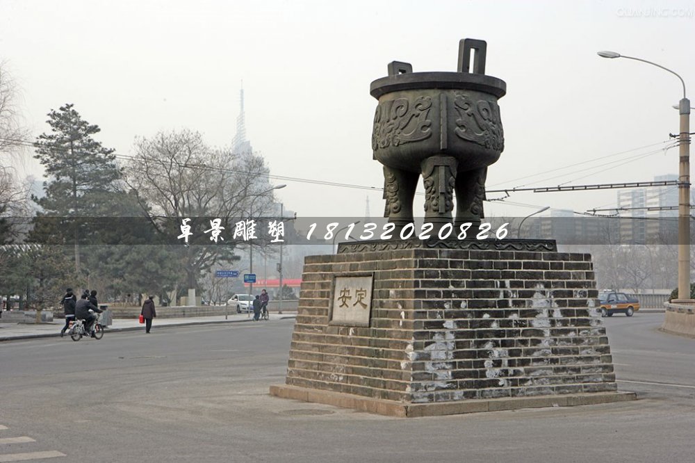 安定銅雕,廣場(chǎng)三足銅鼎雕塑