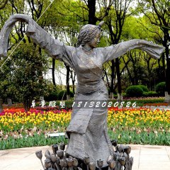 藏族女孩跳舞銅雕，公園景觀銅雕