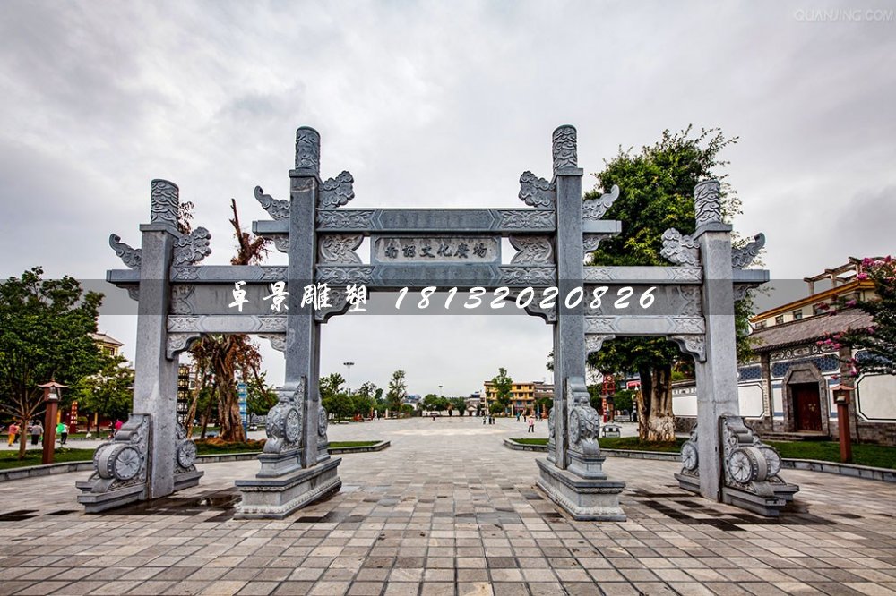 廣場(chǎng)石牌坊,三門(mén)石牌坊雕塑 (1)