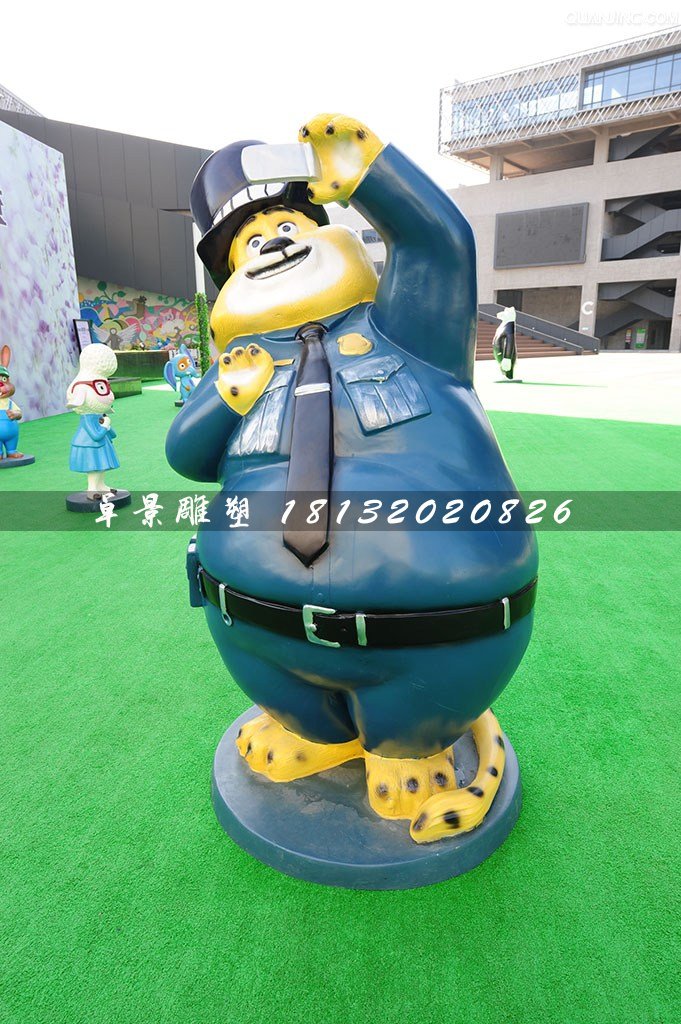 本杰明警官雕塑,玻璃鋼瘋狂動物城雕塑
