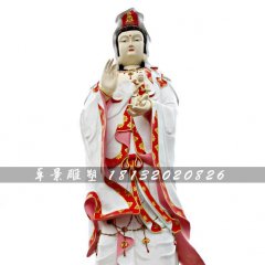 送子觀音雕塑，玻璃鋼彩繪佛像