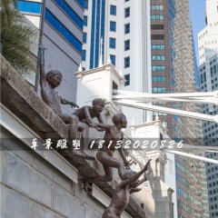 小孩跳水銅雕，街邊景觀銅雕