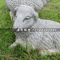 小綿羊石雕，公園動(dòng)物石雕