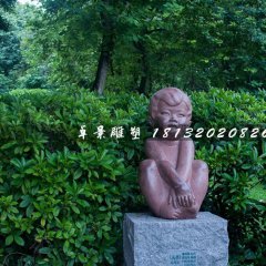 小男孩石雕，公園人物石雕