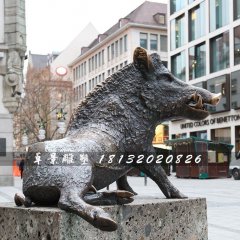 野豬銅雕，街邊動物銅雕