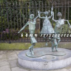 一家三口銅雕，公園天倫之樂銅雕