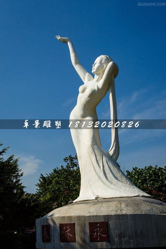 永沐春風(fēng)石雕,廣場漢白玉少女石雕