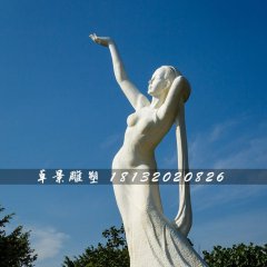 永沐春風(fēng)石雕，廣場漢白玉少女石雕