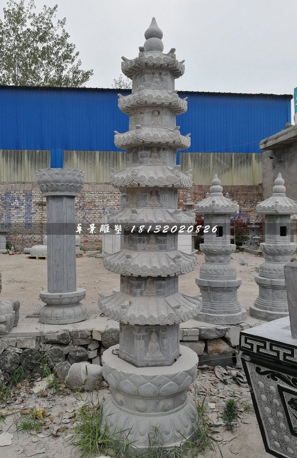 佛塔石雕,寺廟青石佛塔 (2)