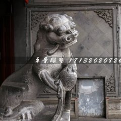 青石獅子雕塑，戲球獅石雕