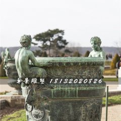 青銅花盆雕塑，公園花缽銅雕