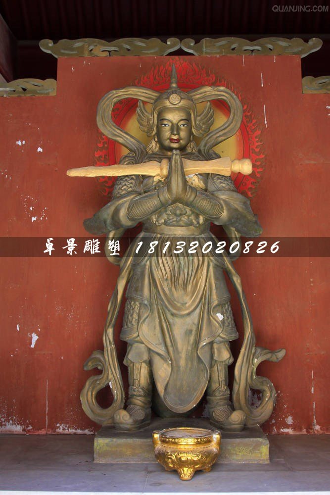 韋陀菩薩銅雕，寺廟銅韋陀雕塑