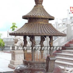 香爐銅雕，寺廟三足銅香爐