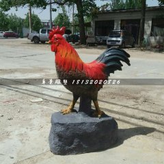 玻璃鋼公雞雕塑，彩繪動物雕塑