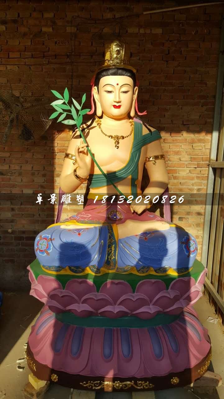 彩繪觀音雕塑，玻璃鋼佛像雕塑 (2)
