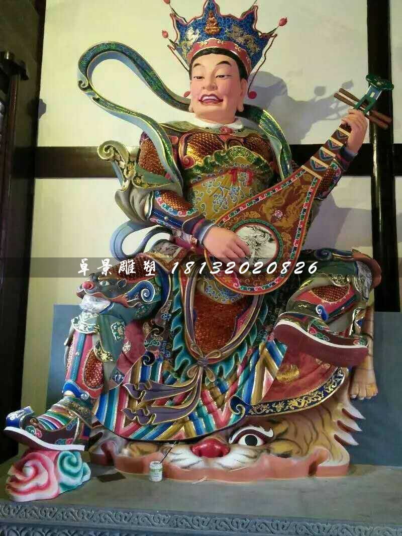 彩繪四大天王雕塑,玻璃鋼神仙雕塑 (1)
