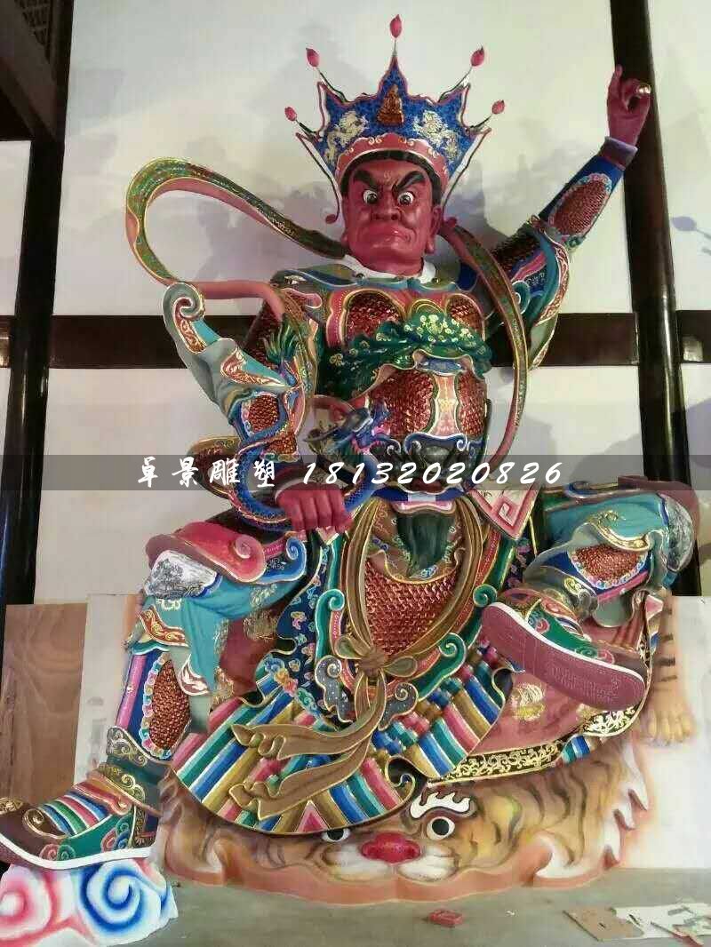彩繪四大天王雕塑,玻璃鋼神仙雕塑 (2)