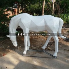 抽象白馬雕塑，公園玻璃鋼馬雕塑
