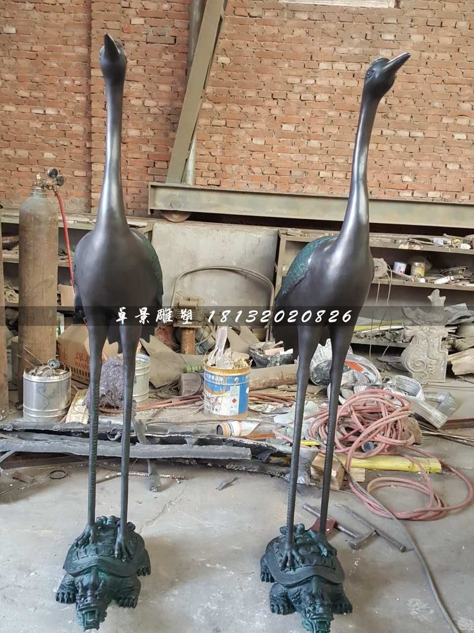 龜鶴延年銅雕，仙鶴銅雕