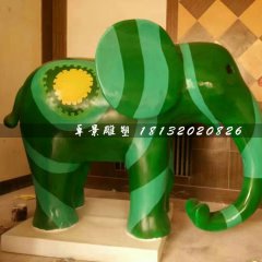 卡通小象雕塑，玻璃鋼彩繪動物雕塑