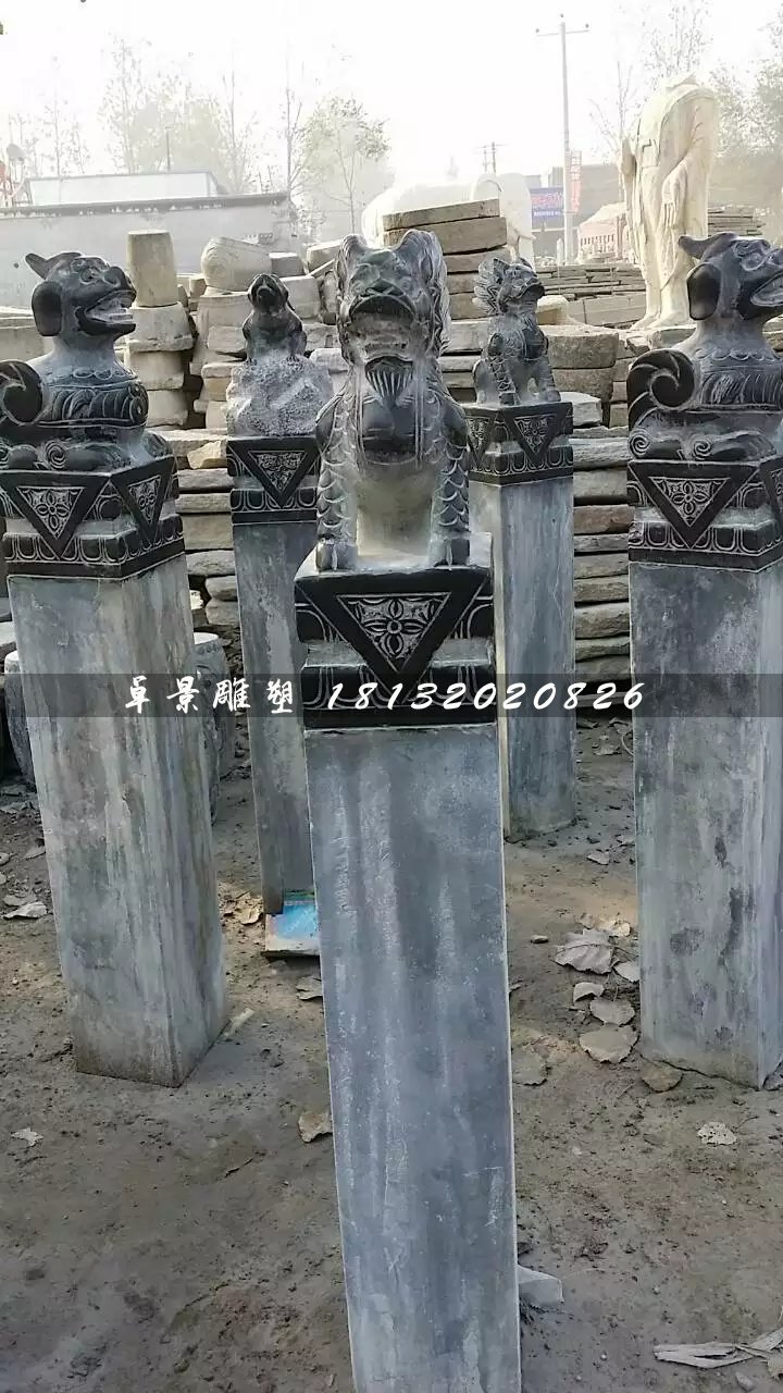 青石拴馬柱,仿古拴馬樁雕塑 (2)