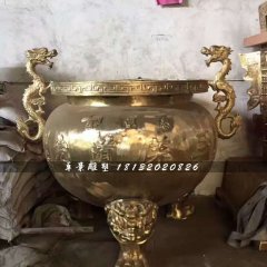銅雕香爐，寺廟三足香爐銅雕