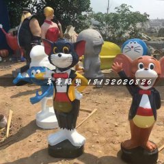 貓和老鼠雕塑，玻璃鋼卡通雕塑