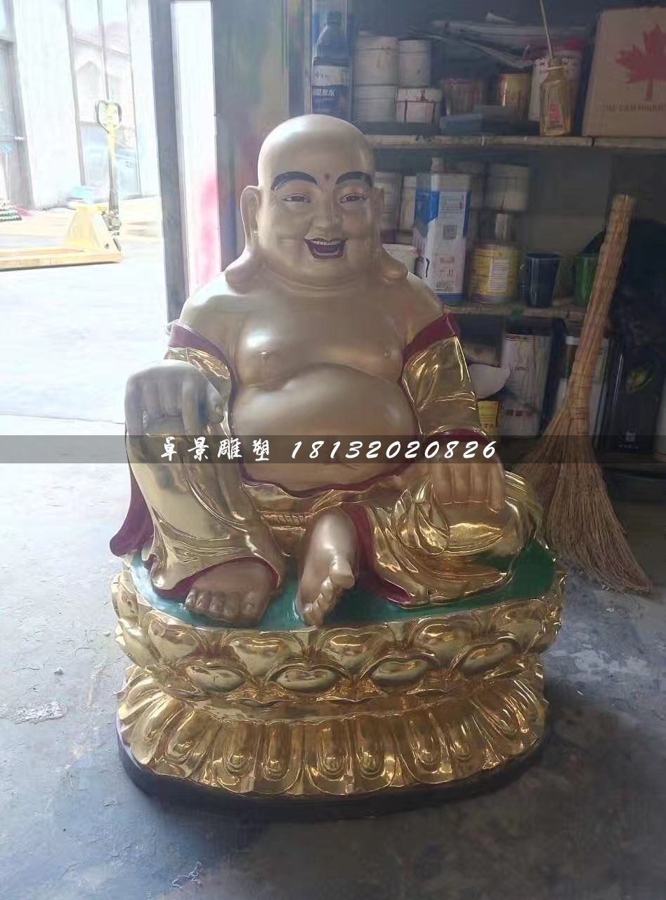 彌勒佛玻璃鋼雕塑，彩繪佛像