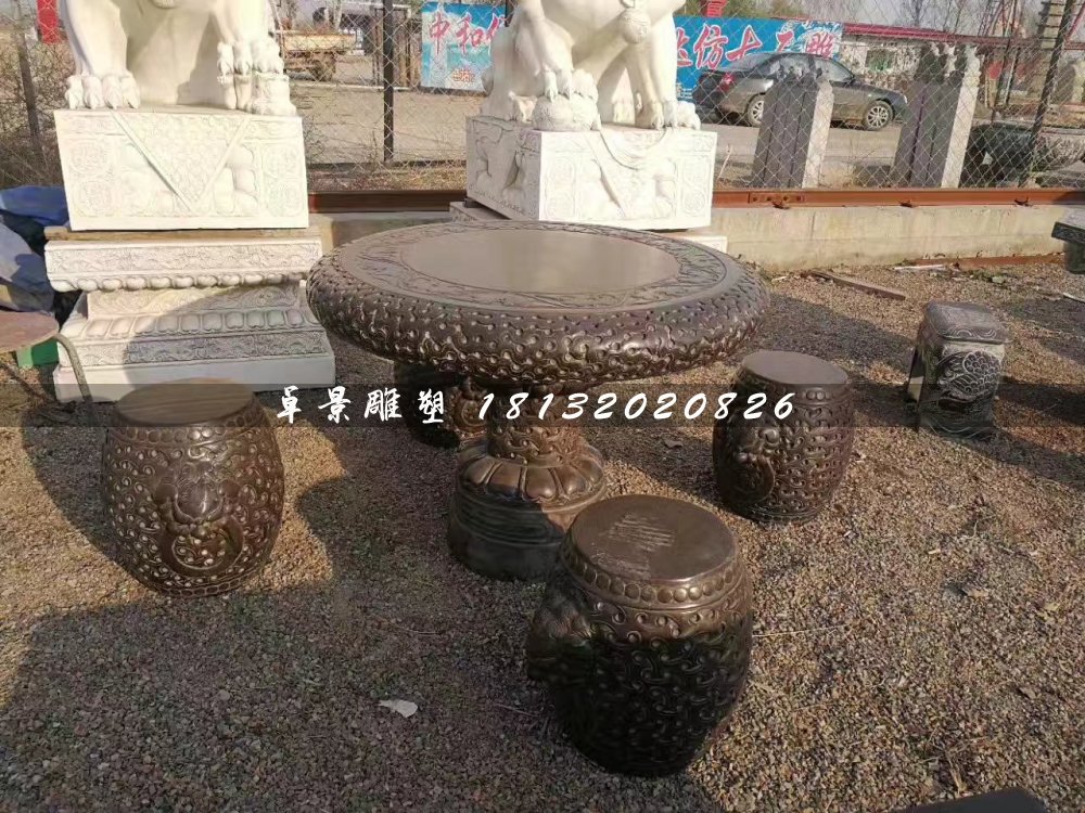 石桌椅,圓桌圓凳石雕