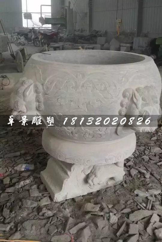 水缸石雕,大理石仿古水缸