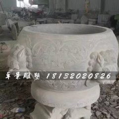 水缸石雕，大理石仿古水缸