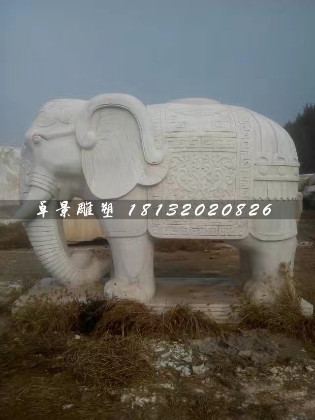 漢白玉大象石雕，馱寶大象石雕 (3)