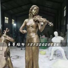 拉小提琴雕塑，玻璃鋼人物雕塑