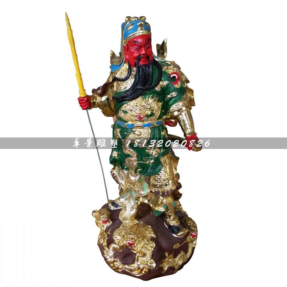 彩繪關(guān)公，玻璃鋼武財(cái)神雕塑