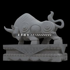大理石牛雕塑，拓荒牛石雕