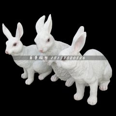 仿真小白兔，玻璃鋼動物雕塑