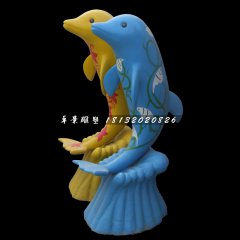 卡通海豚雕塑，玻璃鋼彩繪動物
