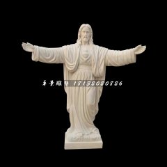 漢白玉西方人物，耶穌石雕