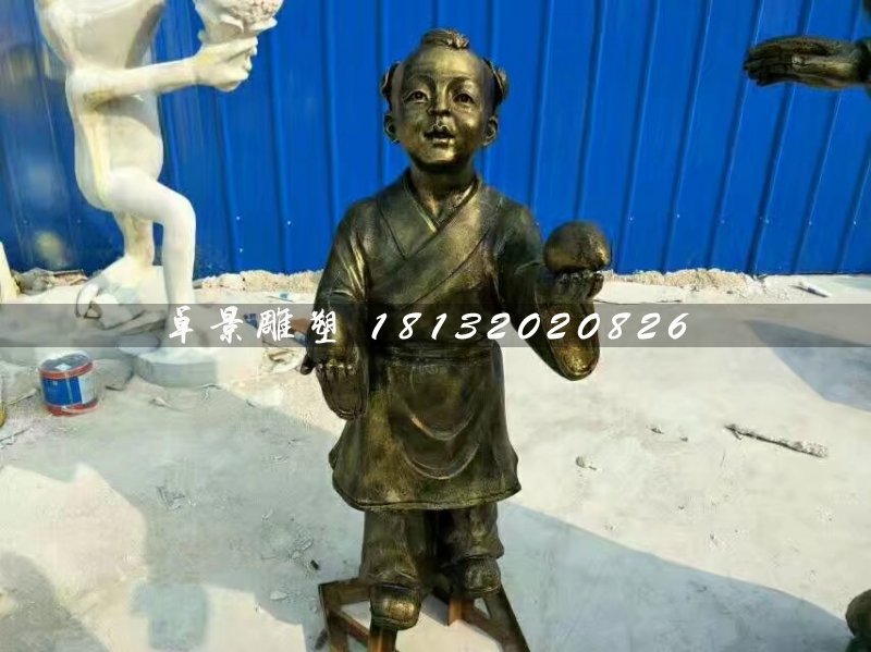 孔融讓梨雕塑，玻璃鋼仿銅人物 (4)