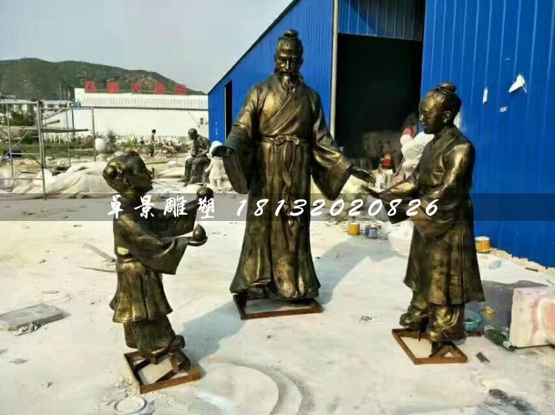 孔融讓梨雕塑，玻璃鋼仿銅人物 (2)