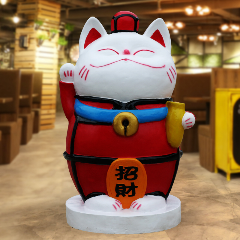 玻璃鋼招財(cái)貓雕塑,卡通擺件雕塑 (3)