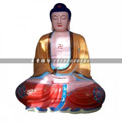 玻璃鋼坐式如來佛雕塑，彩繪佛像雕塑