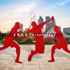 打羽毛球雕塑，玻璃鋼抽象人物運(yùn)動(dòng)雕塑