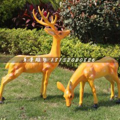 公園動物雕塑，玻璃鋼梅花鹿雕塑