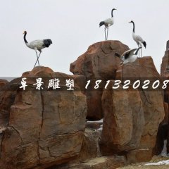 仿真仙鶴雕塑，玻璃鋼動物雕塑