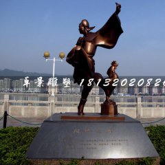 聞雞起舞銅雕，古代人物銅雕