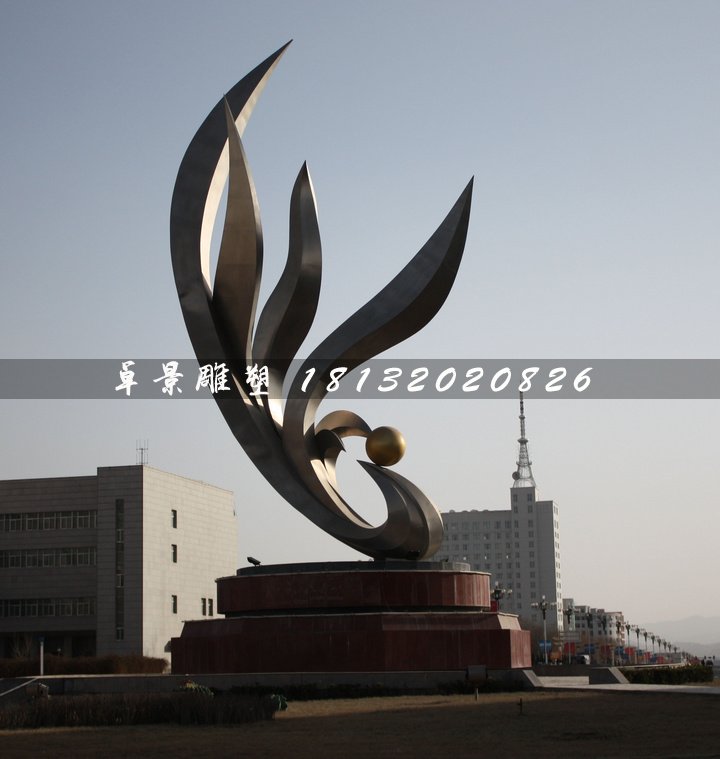 抽象鳳凰雕塑，不銹鋼廣場雕塑