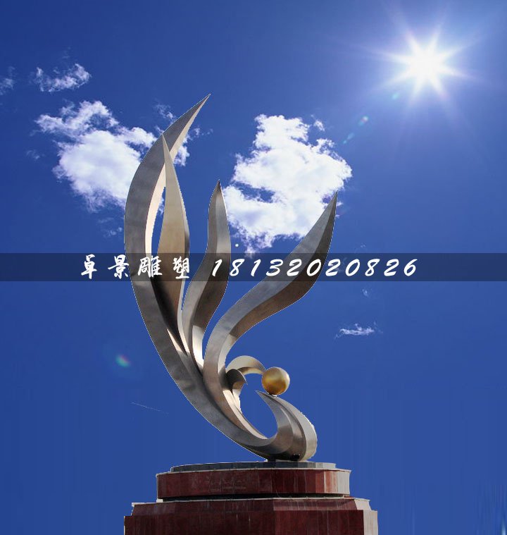 抽象鳳凰雕塑，不銹鋼廣場雕塑 (2)