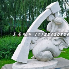 彈豎琴石雕，公園抽象人物石雕