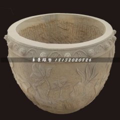 水缸石雕，大理石水槽雕塑